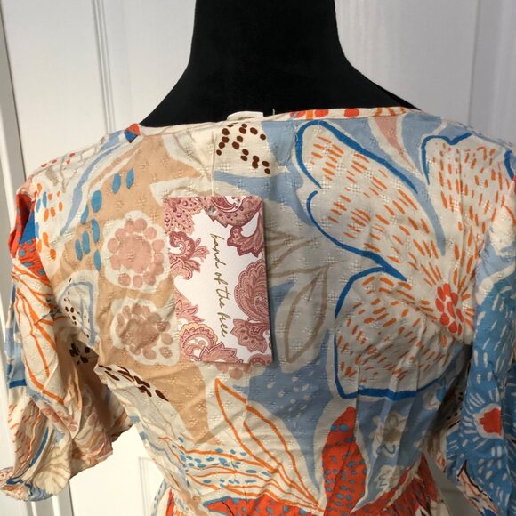 Boho‎ Women's Floral Maxi Dress By Band Of The Free XS V-Neck & Puff Sleeve NWT - Picture 6 of 9